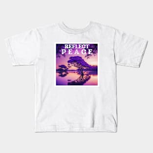 Reflect Peace Serene Jacaranda Tree Sunset Kids T-Shirt